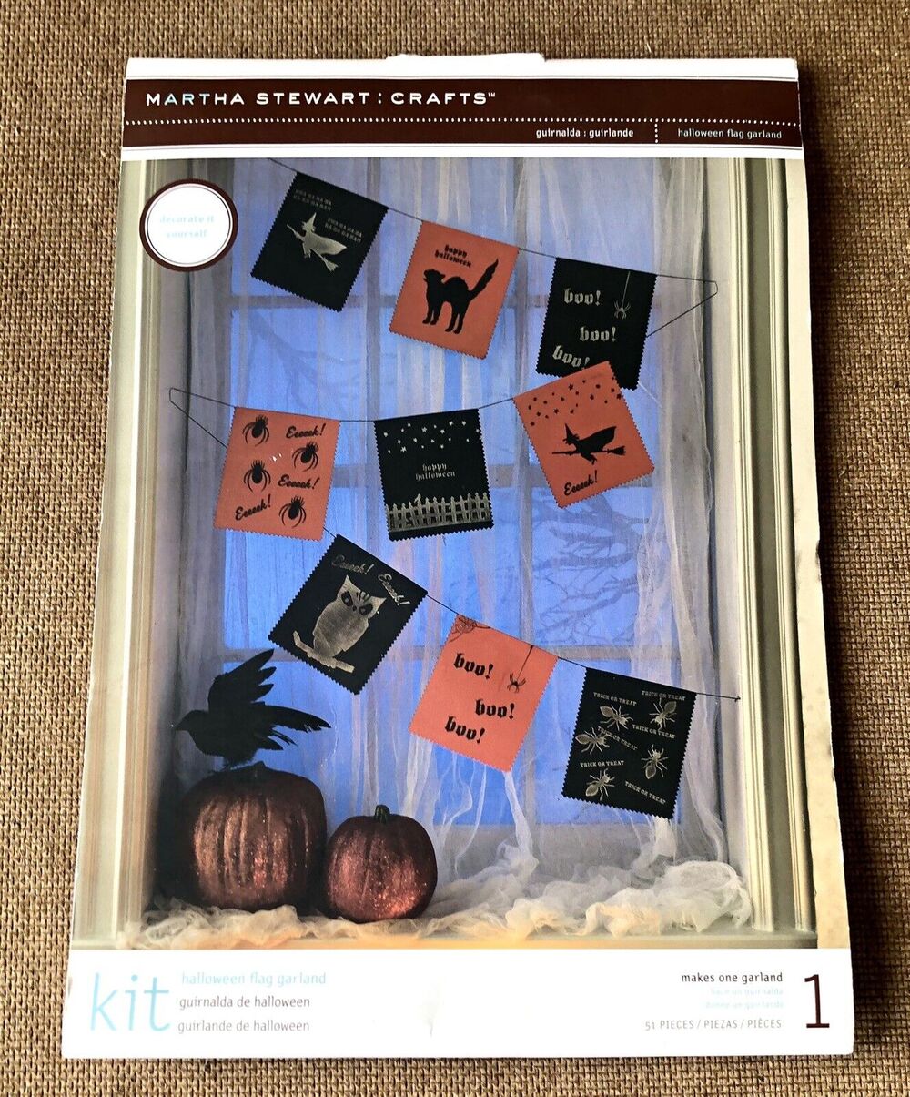Martha Stewart Halloween Garland Banner Kit Orange Black Orioles Bengals Party